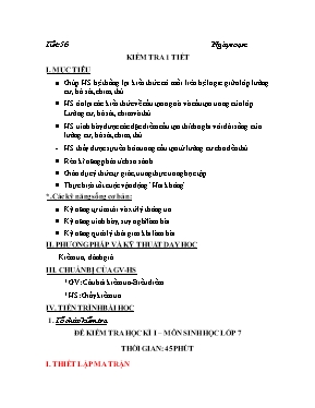 Đề kiểm tra một tiết học kì II Sinh học lớp 7 (Kèm đáp án)